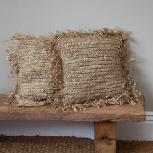 Load image into Gallery viewer, Raffia Cushion Cover with Fringe | Raffia Pillow
