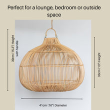 Load image into Gallery viewer, Round Bulb Shaped Basket Lampshade | Rattan Ceiling Pendant
