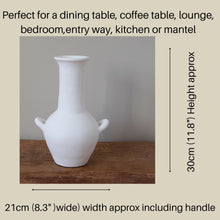 Load image into Gallery viewer, White Earthenware Greek Vase with Handles Urn Pot Vase for Flowers Stems Dried Flowers
