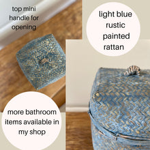 Load image into Gallery viewer, Toilet Roll Rattan Storage Box Blue
