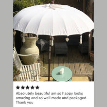 Load image into Gallery viewer, Garden Parasol Umbrella Boho Garden Accessories Ecru White Large Garden Umbrella Table shade for outdoors
