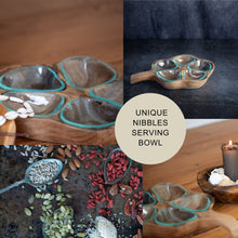 Load image into Gallery viewer, Melted Glass Wood Snack Dish Wooden Plate with Glass Bowls for Snacks
