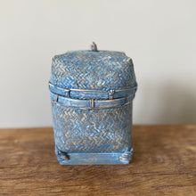 Load image into Gallery viewer, Toilet Roll Rattan Storage Box Blue
