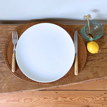 Load image into Gallery viewer, Rattan Oval Honey Colour Place Mat Woven Placemat for Dining Table
