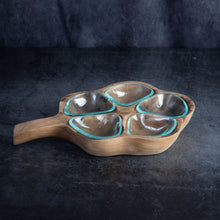 Load image into Gallery viewer, Melted Glass Wood Snack Dish Wooden Plate with Glass Bowls for Snacks
