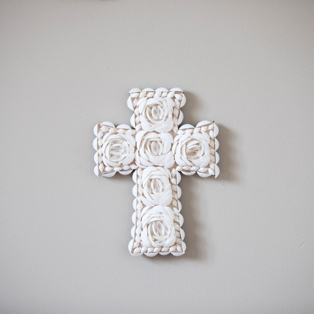 Handmade White Seashell Cross