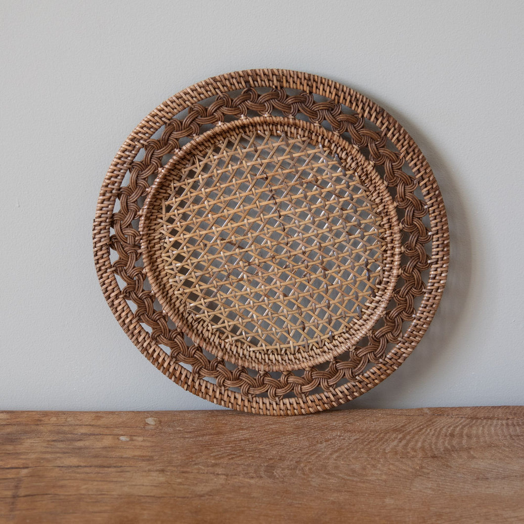 Rattan Mesh Rim Charger Plate 32cm