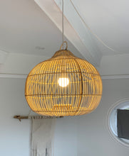 Load image into Gallery viewer, Round Bulb Shaped Basket Lampshade | Rattan Ceiling Pendant
