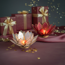 Load image into Gallery viewer, Lotus Flower Capiz Tea Light Holder
