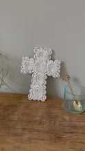 Load and play video in Gallery viewer, Handmade White Seashell Cross
